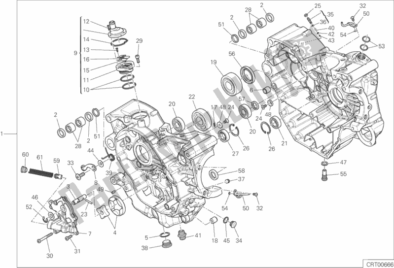 Todas as partes de 010 - Par De Meio Cárteres do Ducati Hypermotard USA 821 2015